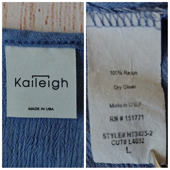 Kaileigh chambray cold shoulder blouse sz L - Picture 8 of 8